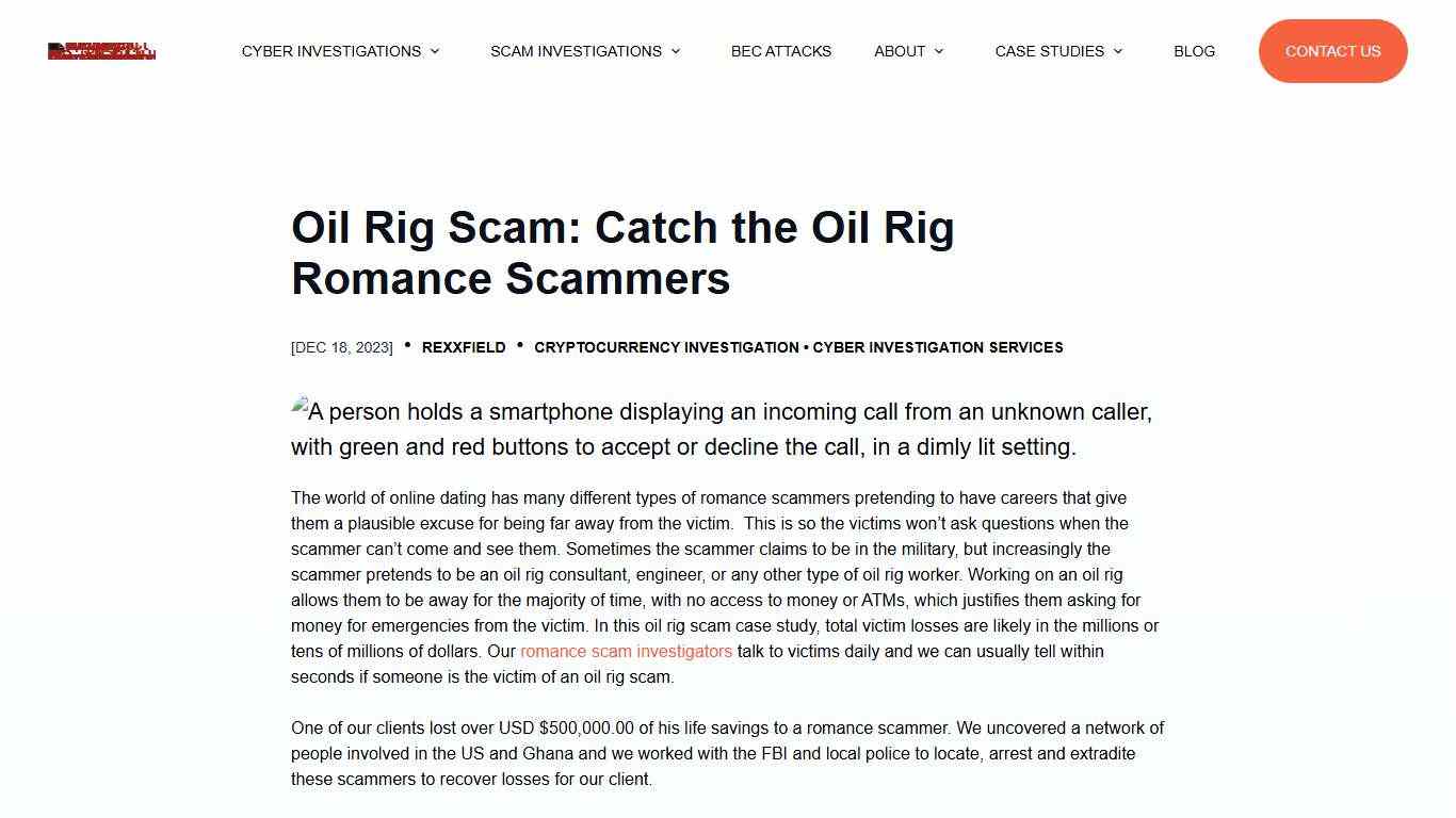 Oil Rig Scam: Catch the Oil Rig Romance Scammers  - Rexxfield